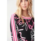 Multi Patterned 3/4 Sleeve Top in Multi Colour