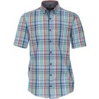 Mens Short Sleeve Casual Checked Shirt in Blue