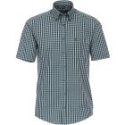 Mens Short Sleeve Button Down Checked Casual Shirt in Green