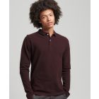 Vintage Tipped Long Sleeve Polo Shirt in Burgundy