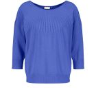 Wide Neck Knitted Jumper in Mid Blue