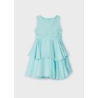 Double Layer Enbroidered Dress in Aqua
