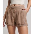 Vintage Over Dyed Linen Shorts in Brown