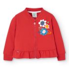 Frilled Flower Jersey Jacket in Red