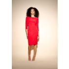 Gathered Waist Detail Fitted Dress in Red
