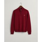 Lambswool H/Zip Sweater in Dk Red