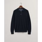 Cotton Pique Polo Sweater in Dk Blue
