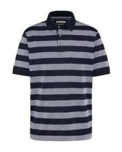 Gents Thick Stipes Short Sleeve Polo Shirt in Navy