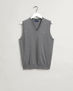 Classic Cotton Sleevless V-Neck Jumper in Grey