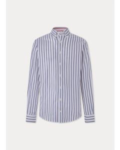 Double Face Wide Stripe Button Down Shirt in White