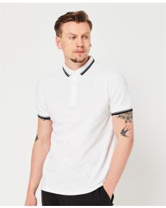 Studios Tipped Pique Short Sleeve Polo Shirt in White
