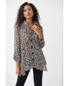 Ladies Leopard Print Swing Style Top in Black