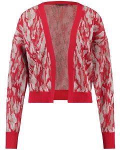 Short Patterned Knitted Jacket/Cardigan in Pink
