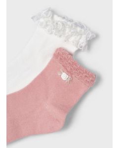 Two Pack Coloured Ankle Socks in Pink
