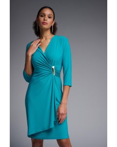 Classic Wrap Style Dress in Teal
