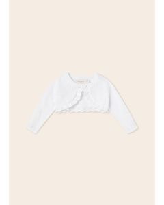 Baby Bolero Knit Cardigan in White