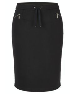 Draw String Pocket Straight Skirt in Black