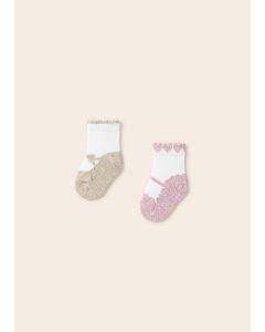 Two Pack Ankle Socks in Pink