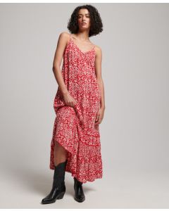 Vintage Maxi Beach Cami Dress in Red