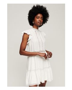 Studios Lace Mix Mini Dress in Off White