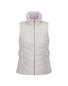 Fur Collar Quilted Gilet in Off White