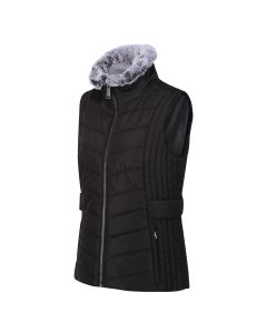 Fur Collar Quilted Gilet in Black