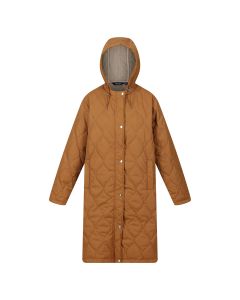 Jaycee Quilted Long Coat in Tan