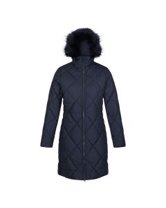 Fritha II Quilted Mid Length Coat in Navy