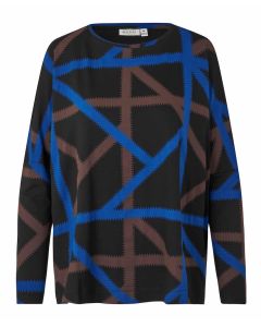 Mabarr Geo Print Long Sleeve Top in Multi Colour