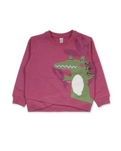 Plush Dino Sweatshirt in Dk Pink
