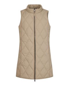 Long Quilted Gilet in Taupe