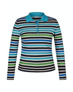 Collared Stripe Jumper in Turquoise