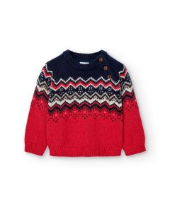 Jacquard Sweater in Red