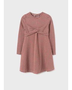 Houndstooth Casual Dress in Red