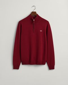 Lambswool H/Zip Sweater in Dk Red