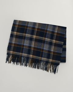 Multi Plaid Woven Scarf in Navy