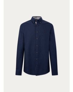 Flannel Multi Coloured Trim Shirt in Navy