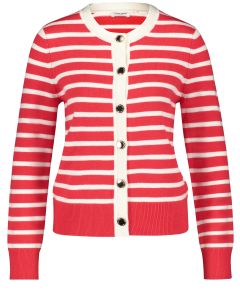 Stripe Button Cardigan in Red