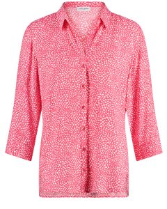Patterned 3/4 Sleeve Blouse in Red