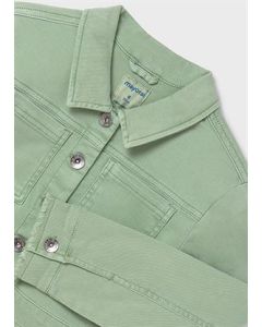 Twill Frayed Casual Jacket in Green