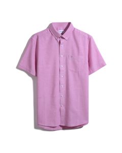 Drayton Button Down Short Sleeve Shirt in Coral