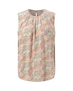 Pleated Neck Sleeveless Blouse in Multi Col