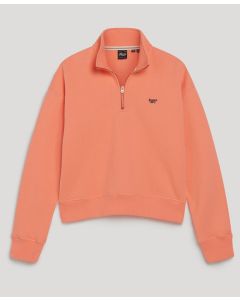 Vintage Embroided Q/Zip Sweatshirt in Orange