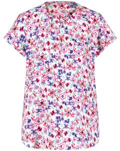 Short Sleeve Floral Pattern Blouse  in Multi Colour